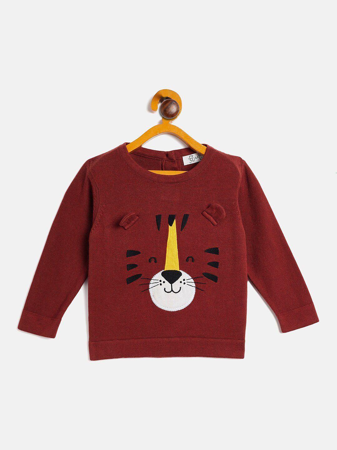 jwaaq unisex kids quirky printed embroiderd pure cotton pullover sweater