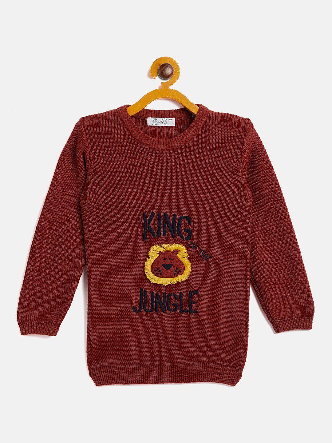jwaaq unisex kids rust & yellow embroidered printed pullover
