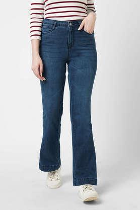 k5094 high rise mini flare women's jeans - dark blue