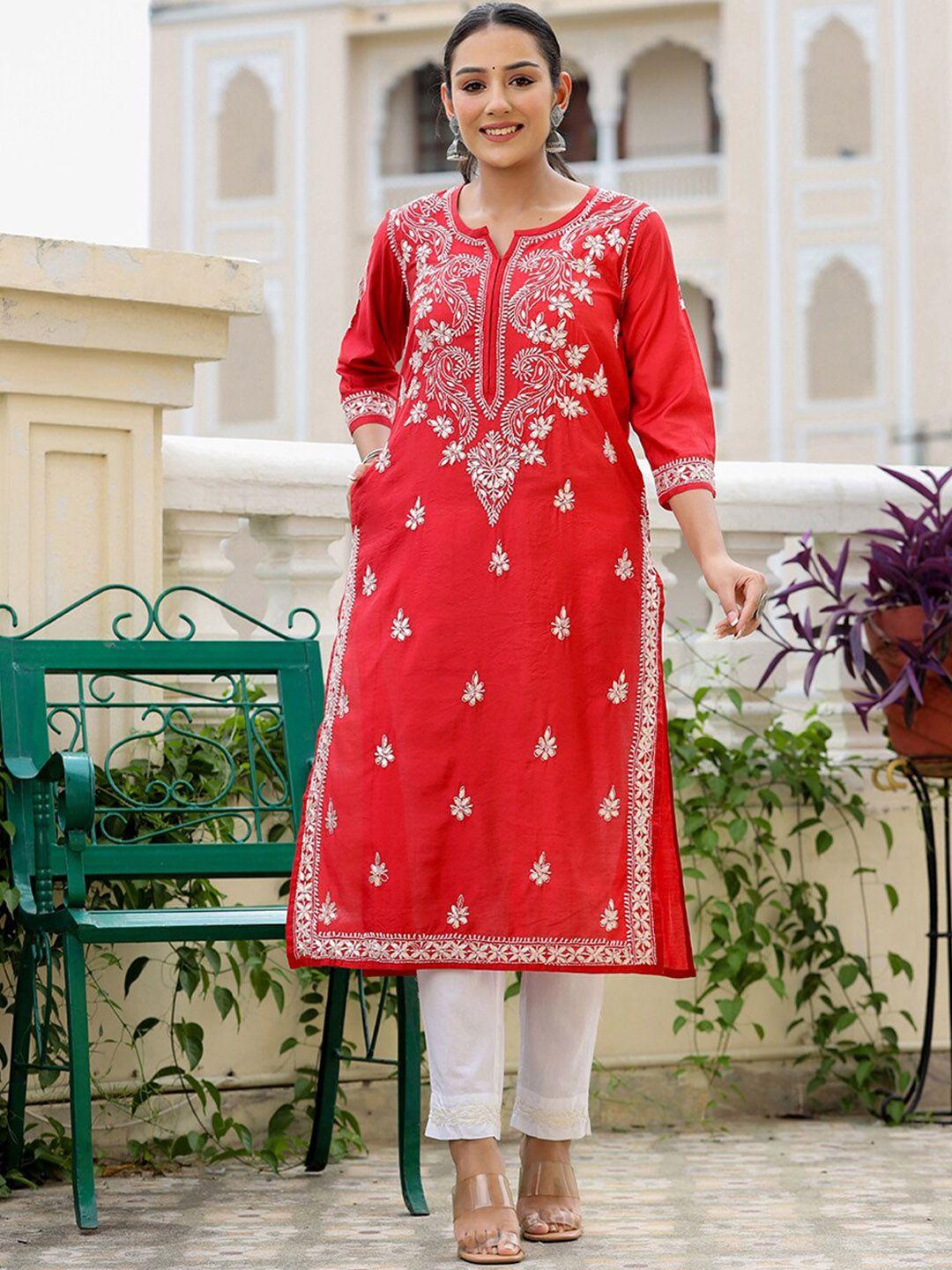 kaajh chikhankari embroidered kurta with trousers