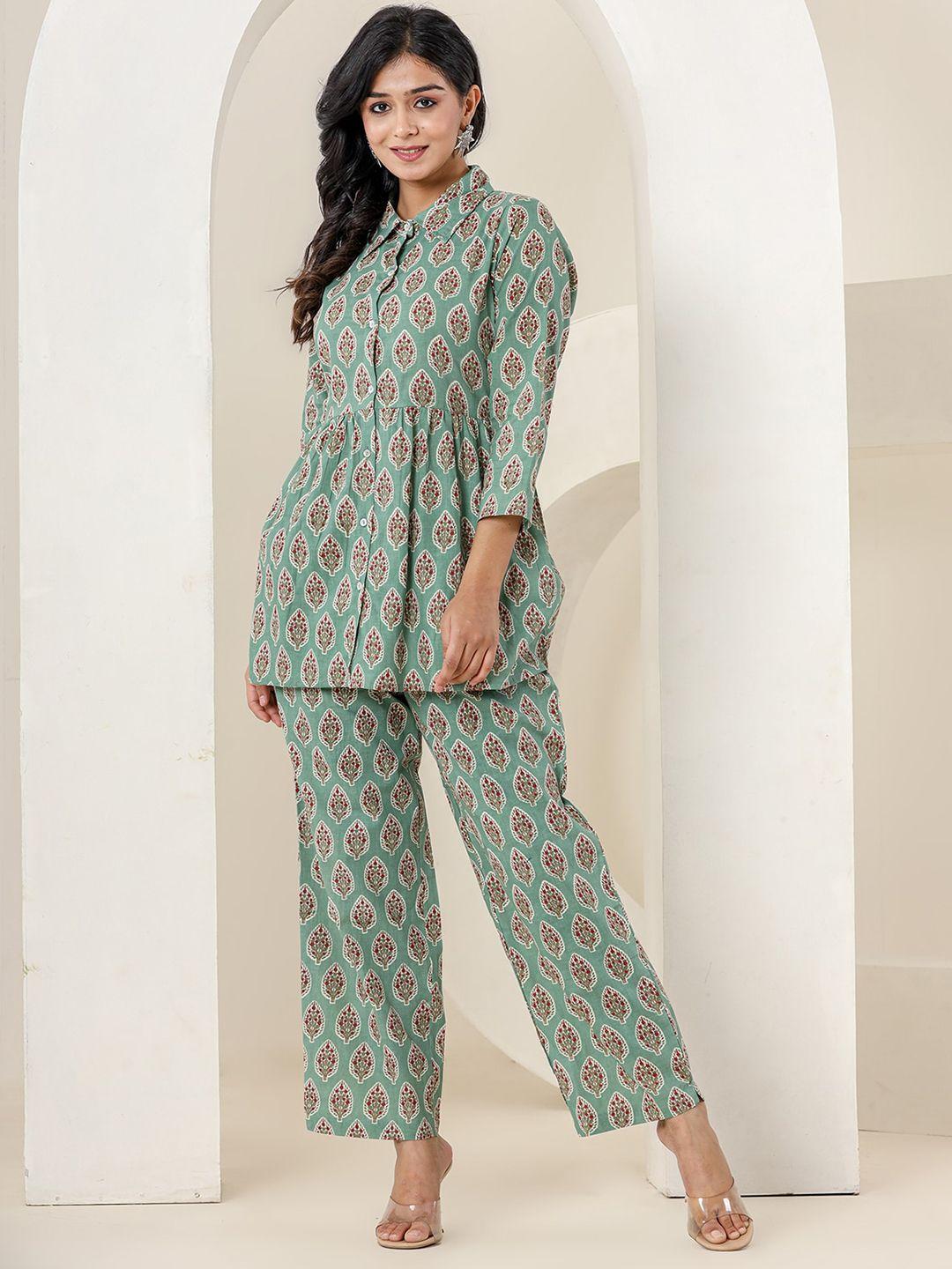 kaajh printed pure cotton tunic & trousers co-ords