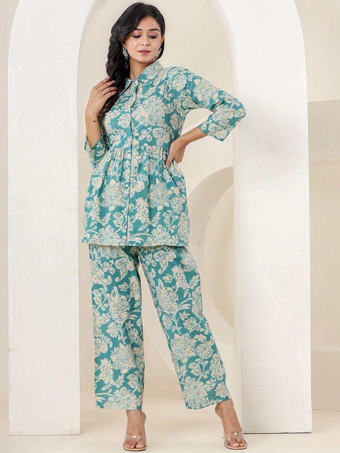 kaajh printed pure cotton tunic and trousers