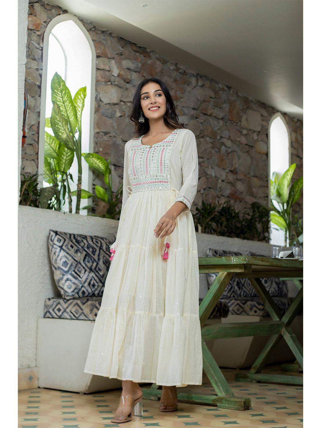 kaajh white embellished maxi dress
