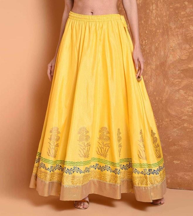kaanchie nanggia yellow cotton printed skirt