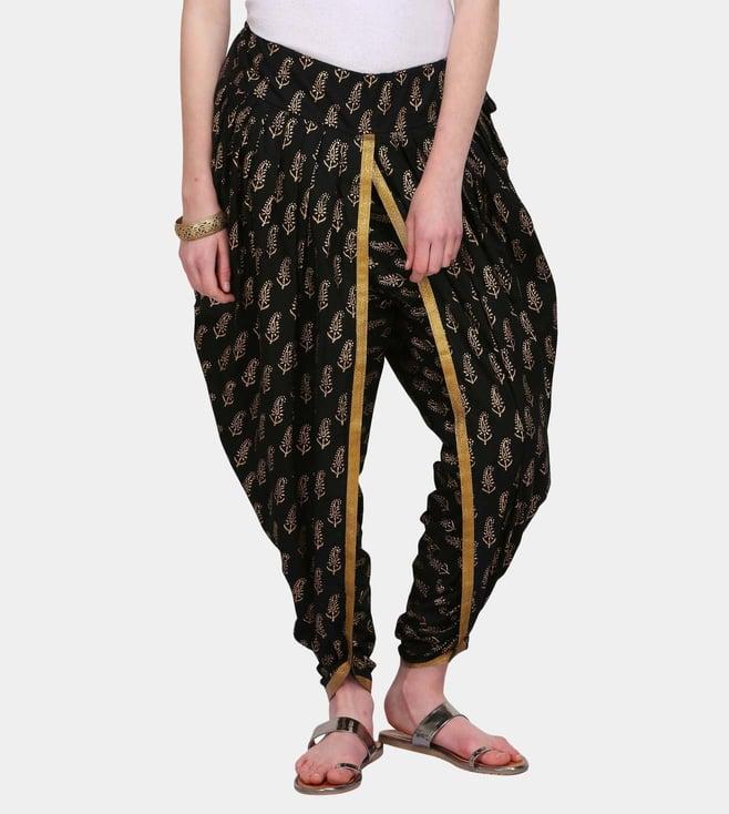 kaanchie nanggia black cotton printed dhoti pants