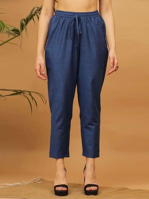 kaanchie nanggia blue solid cotton pants