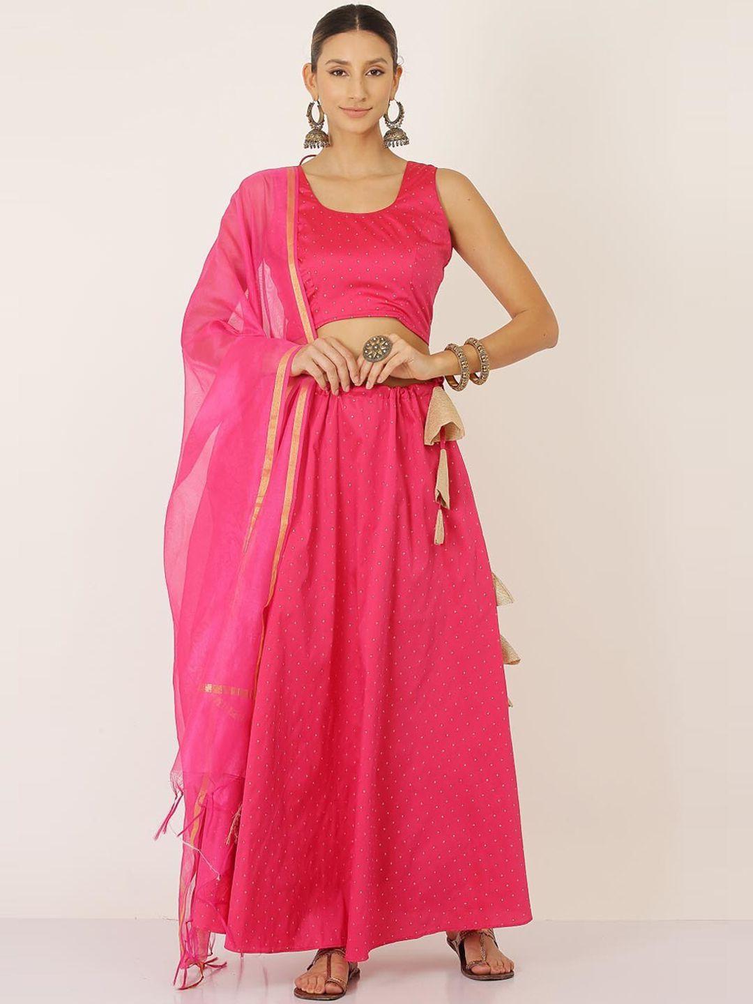 kaanchie nanggia embellished semi-stitched lehenga & blouse with dupatta