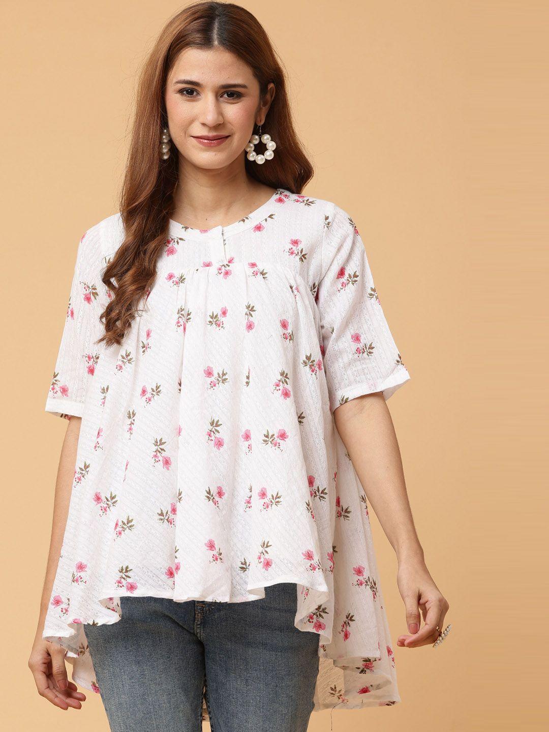 kaanchie nanggia floral printed round neck boxy top