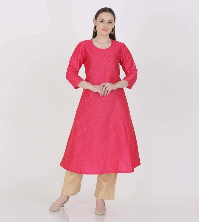 kaanchie nanggia fuchsia silk blend embellished kurta