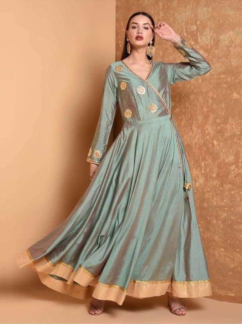 kaanchie nanggia grey silk blend embellished kurta