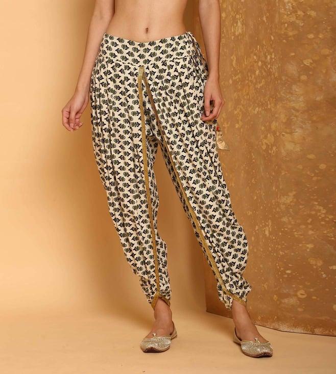 kaanchie nanggia off white cotton floral dhoti pants