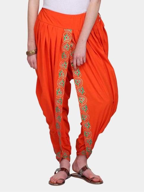 kaanchie nanggia orange cotton pleated dhoti pants