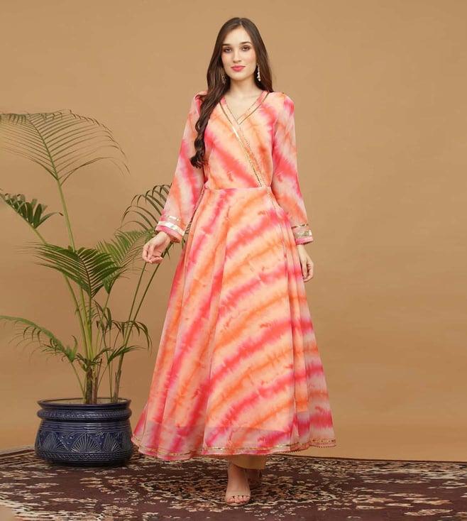 kaanchie nanggia orange printed georgette kurta