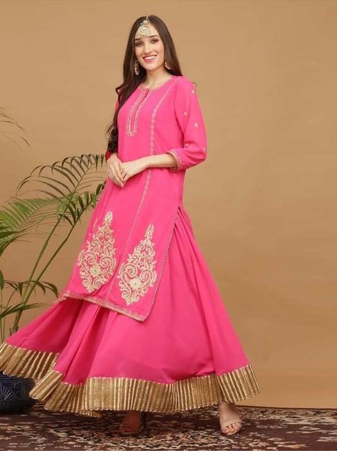 kaanchie nanggia pink embroidery georgette set of kurta skirt