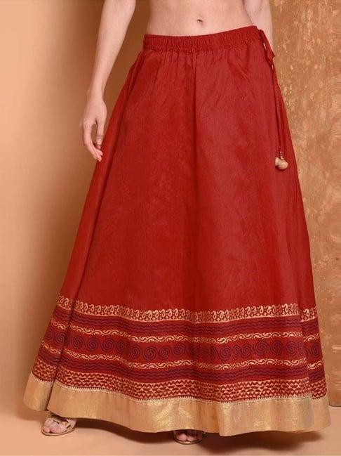 kaanchie nanggia red printed cotton skirt