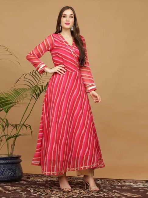 kaanchie nanggia red printed georgette kurta