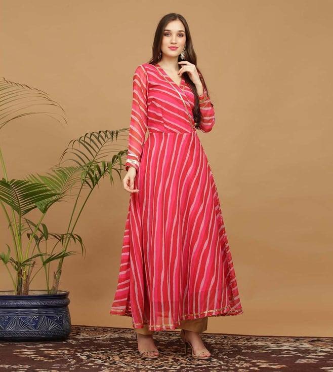 kaanchie nanggia red printed georgette kurta