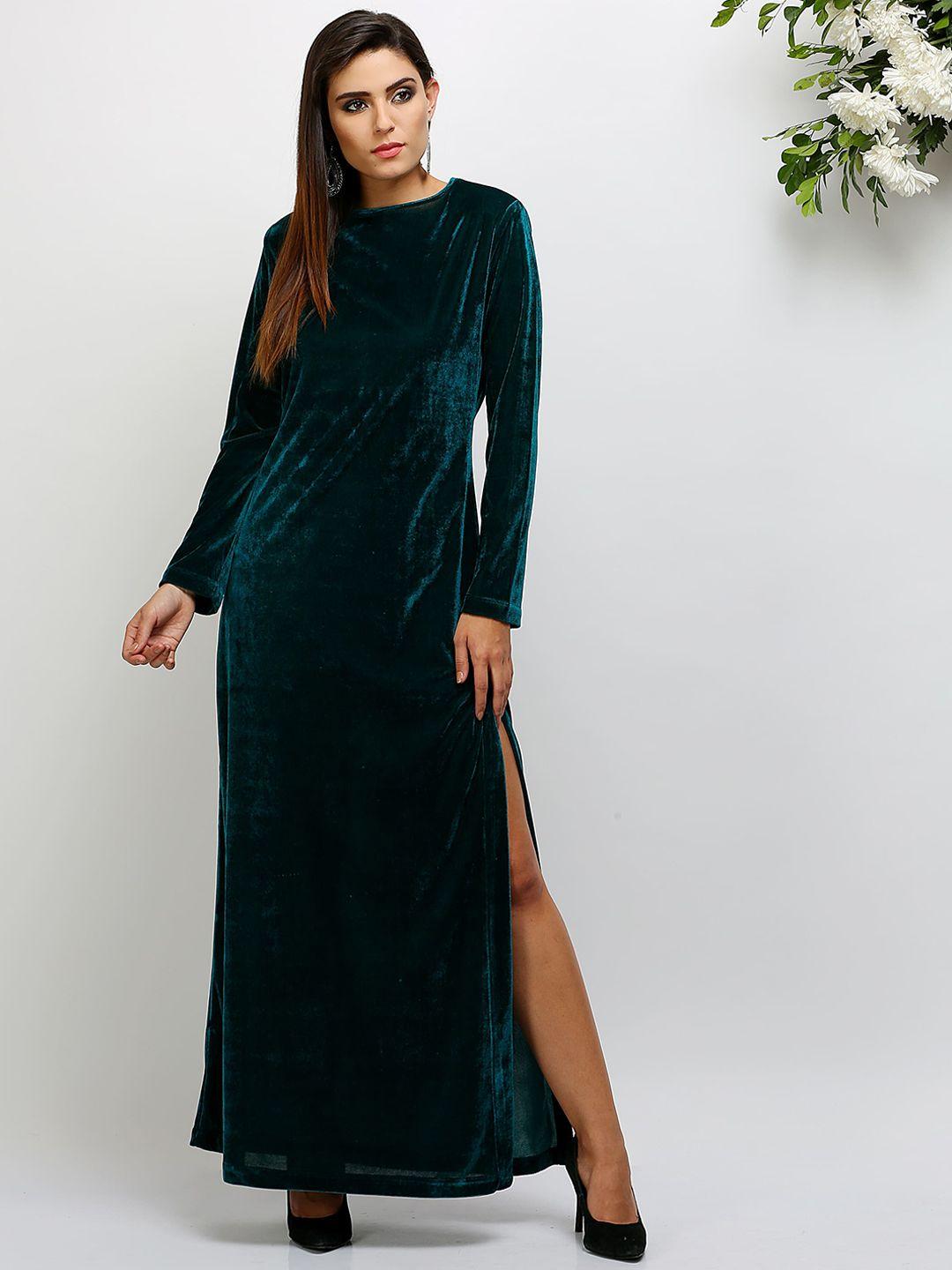 kaanchie nanggia side slip velvet maxi dress