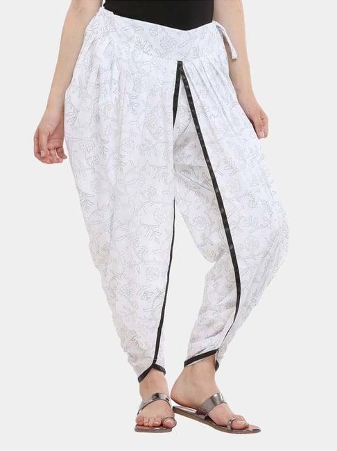 kaanchie nanggia white cotton floral dhoti pants