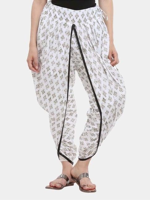 kaanchie nanggia white cotton printed dhoti pants