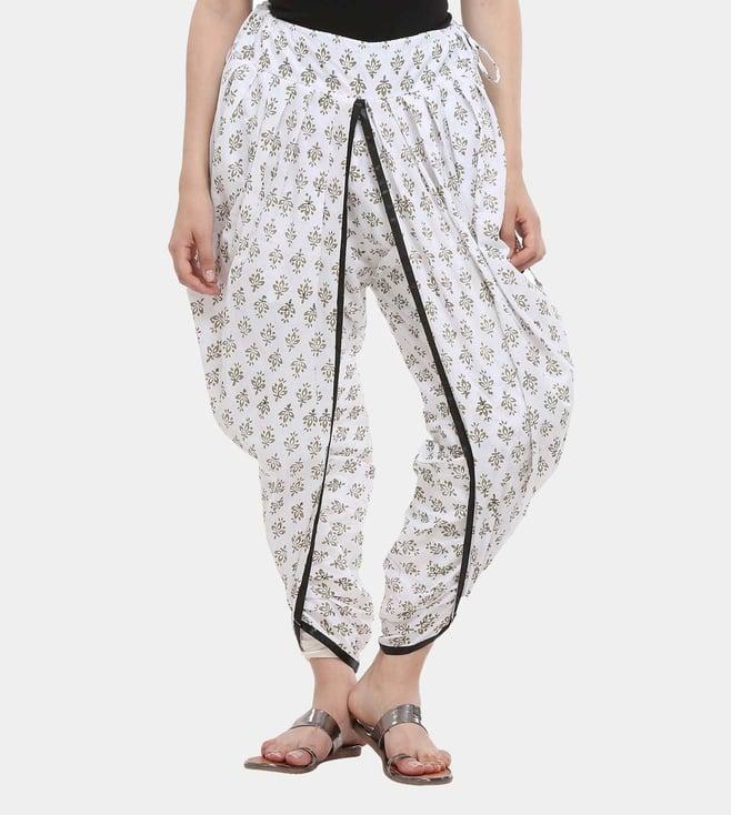 kaanchie nanggia white cotton printed dhoti pants