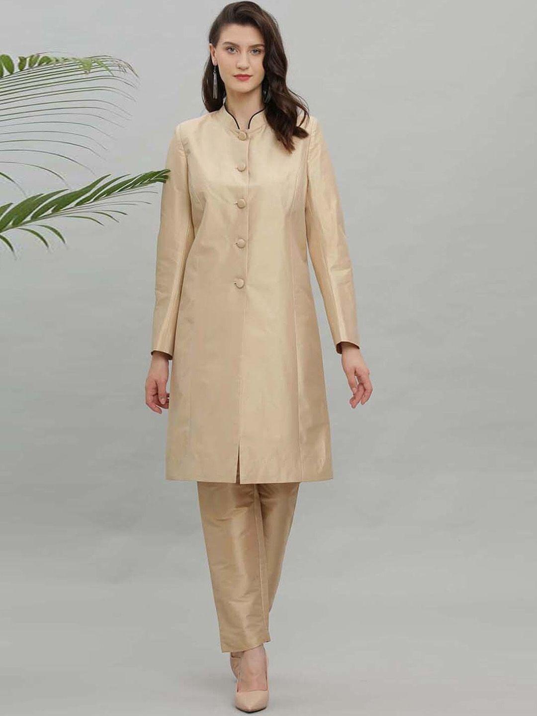kaanchie nanggia women beige regular kurta with trousers