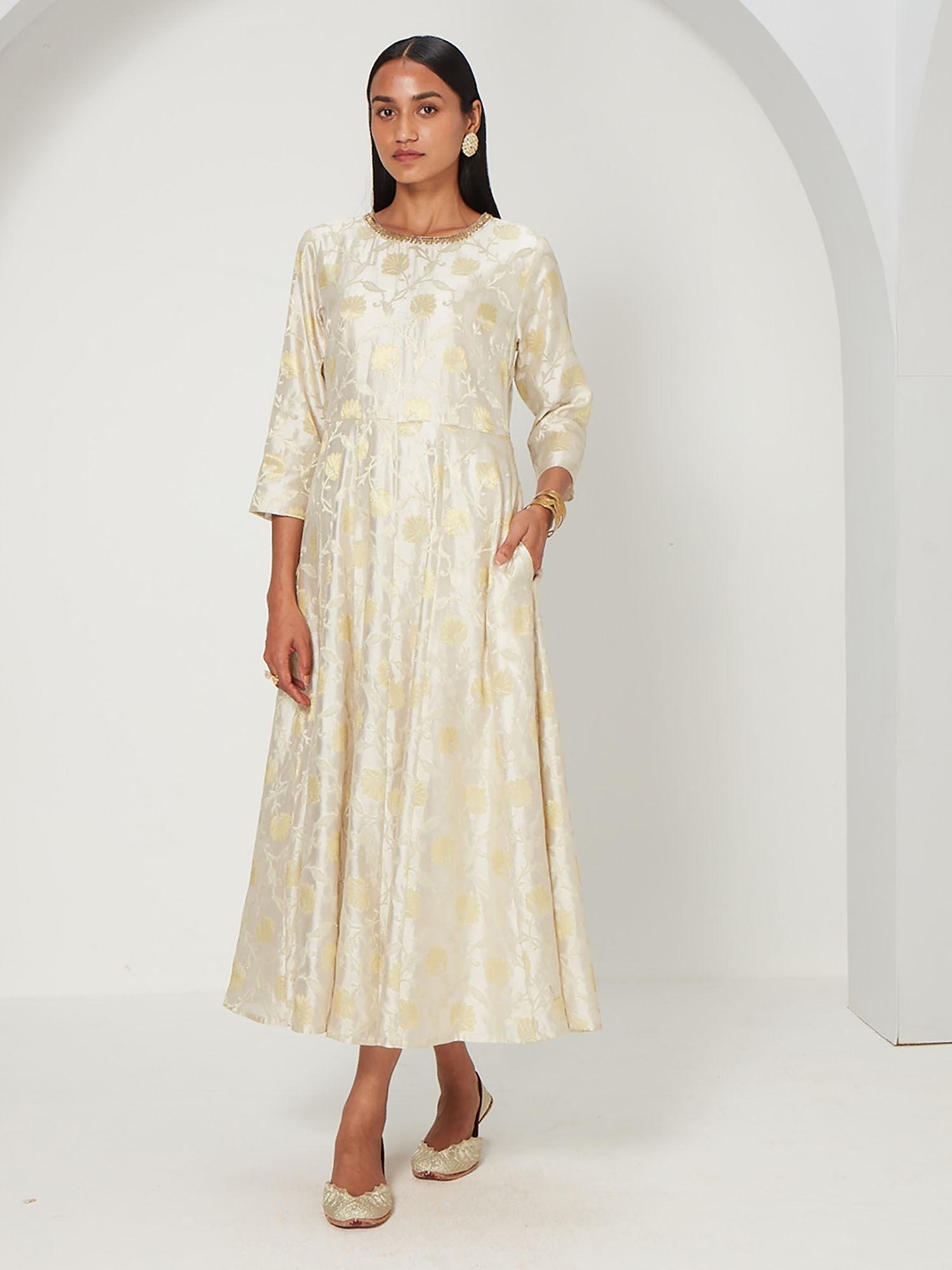 kaashi round neck brocade dress