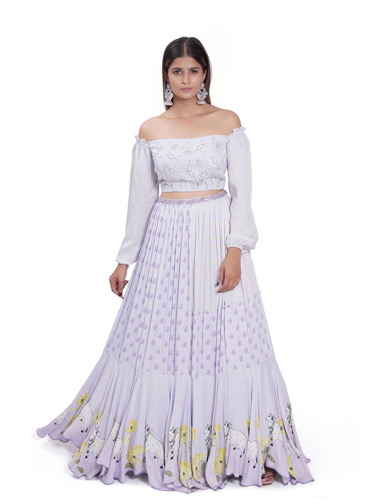 kadakara lavender lehenga with top (set of 2)