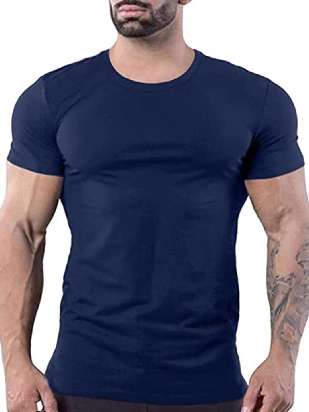 kaezri men navy blue colourblocked pockets t-shirt