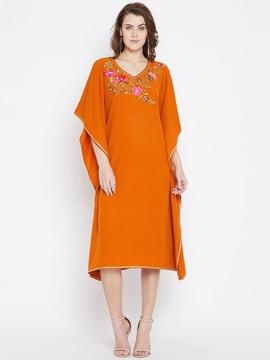 kaftan dress with embroidered yoke