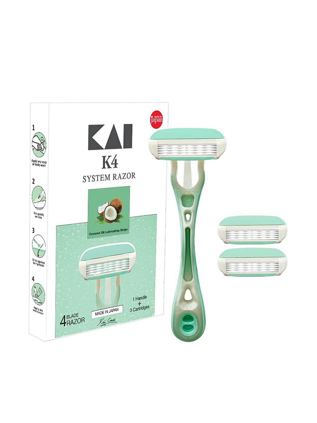 kai women k4 4 blade system body razor with 1 handle & 3 cartridges