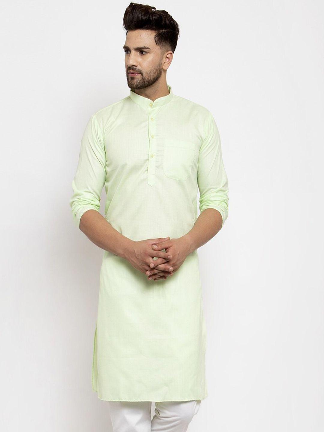 kaifoo men lime green pathani kurta