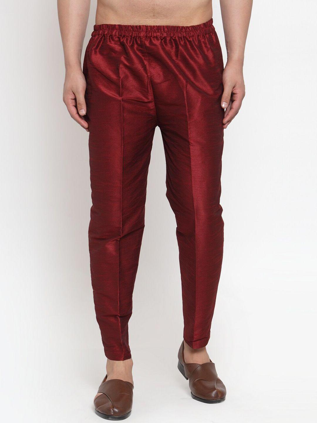 kaifoo men maroon solid pyjamas