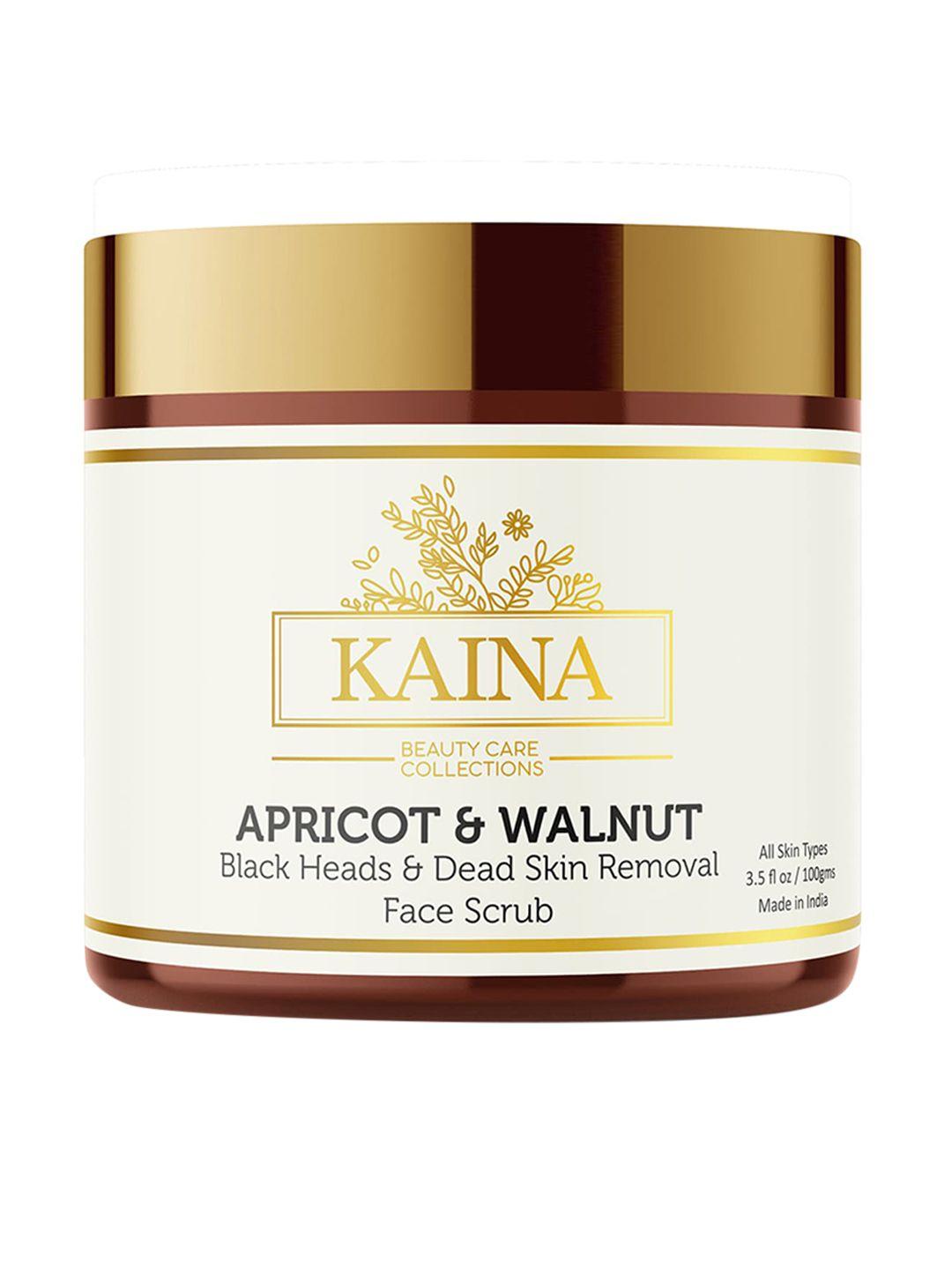 kaina skincare apricot & walnut face scrub with papaya for blackheads removal - 100ml