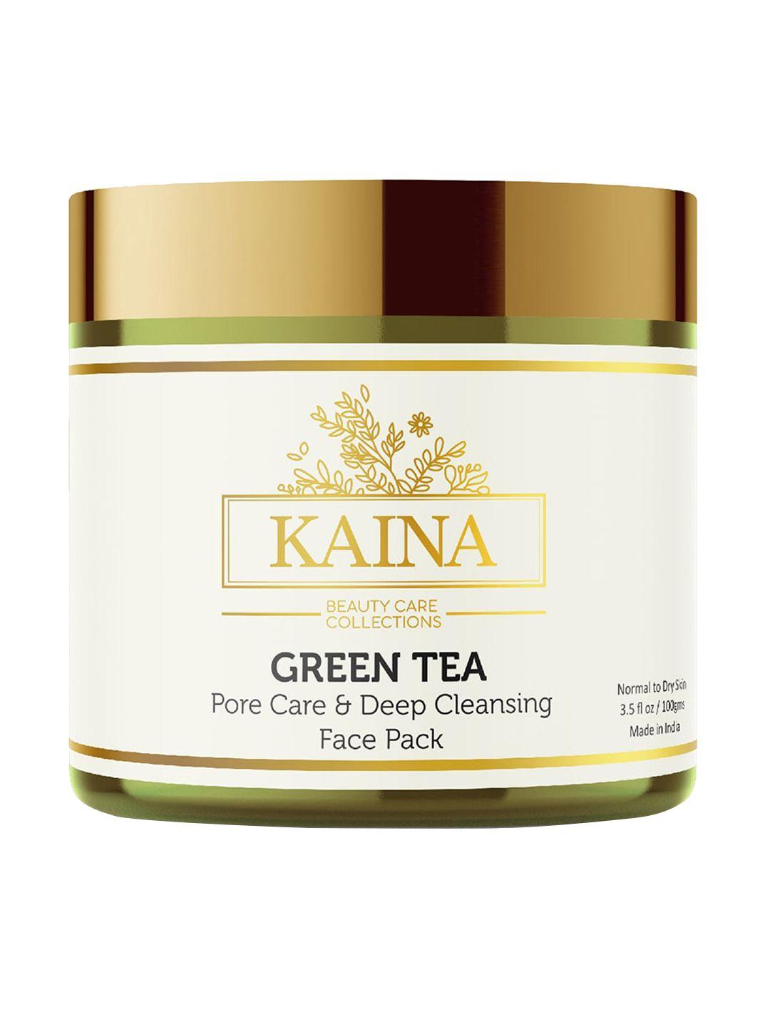 kaina skincare green tea pore care & deep cleansing face pack - 100 g