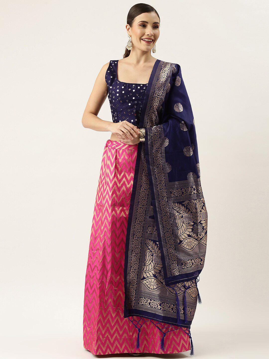 kaizen texo fab embellished semi-stitched lehenga & unstitched blouse with dupatta