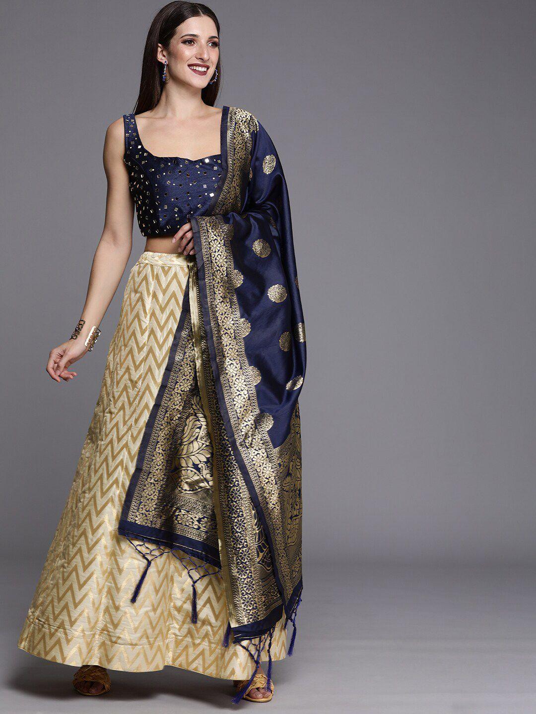kaizen texo fab embellished semi-stitched lehenga & unstitched blouse with