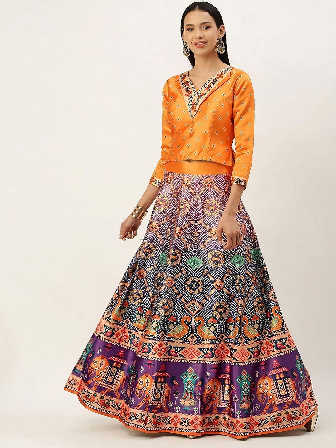 kaizen texo fab bandhani printed semi-stitched lehenga choli