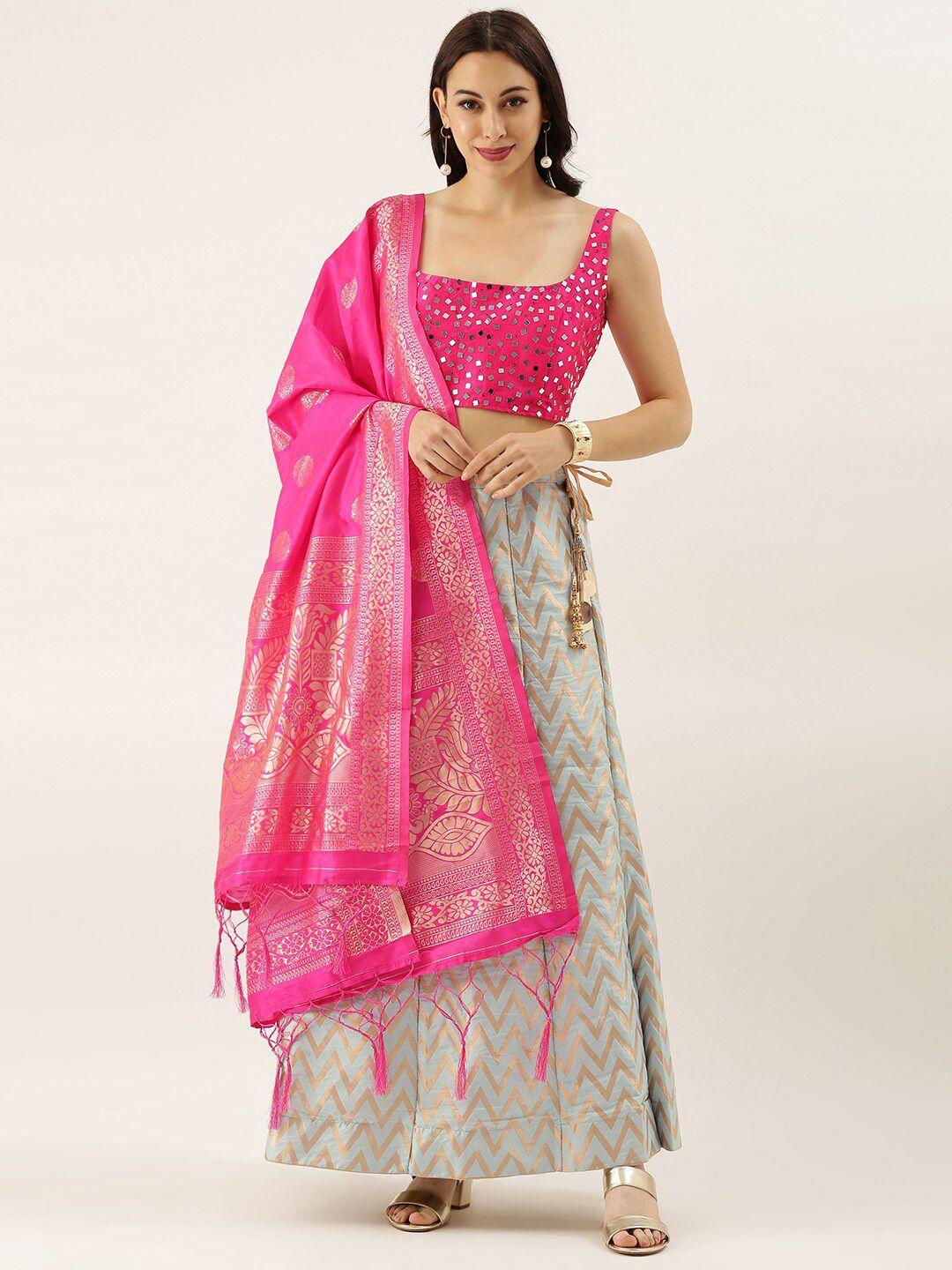 kaizen texo fab embellished semi-stitched lehenga & unstitched blouse with dupatta