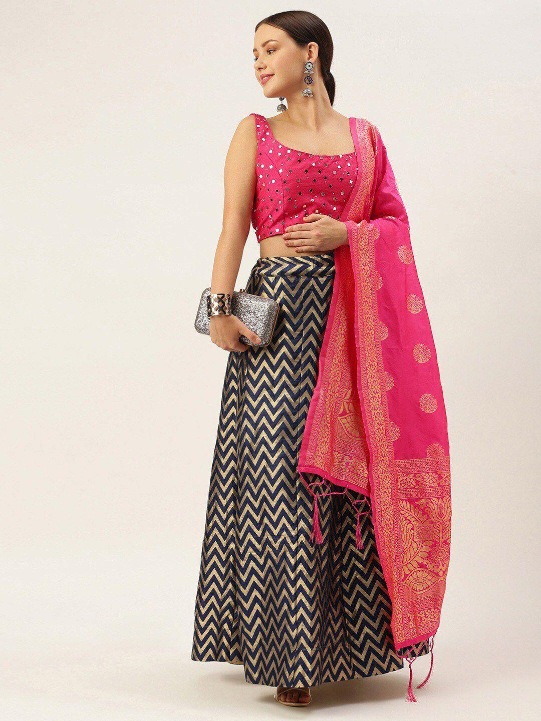 kaizen texo fab embellished semi-stitched lehenga & unstitched blouse with dupatta