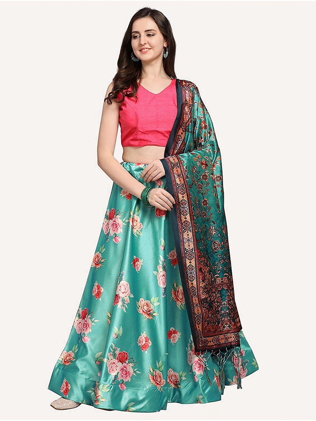 kaizen texo fab floral printed semi-stitched lehenga & unstitched blouse with dupatta