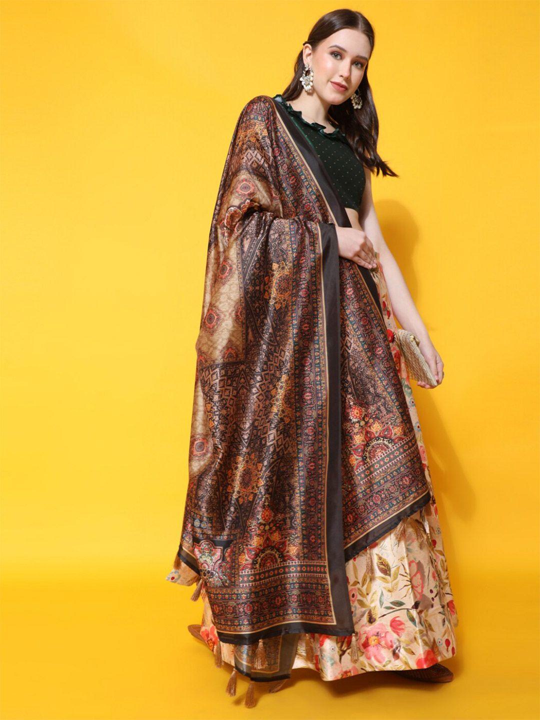 kaizen texo fab printed semi-stitched lehenga & unstitched blouse with dupatta
