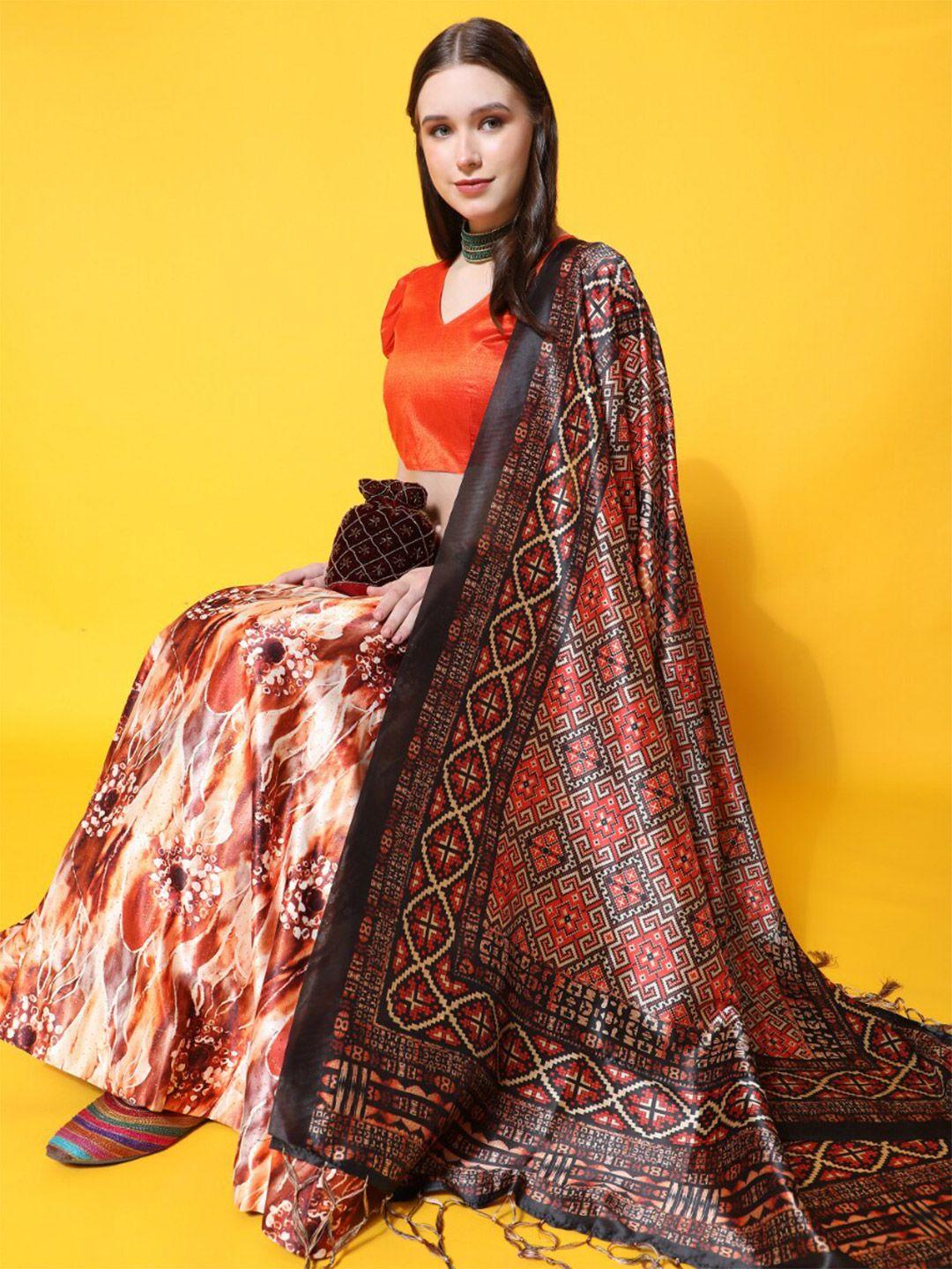 kaizen texo fab printed semi-stitched lehenga & unstitched blouse with dupatta