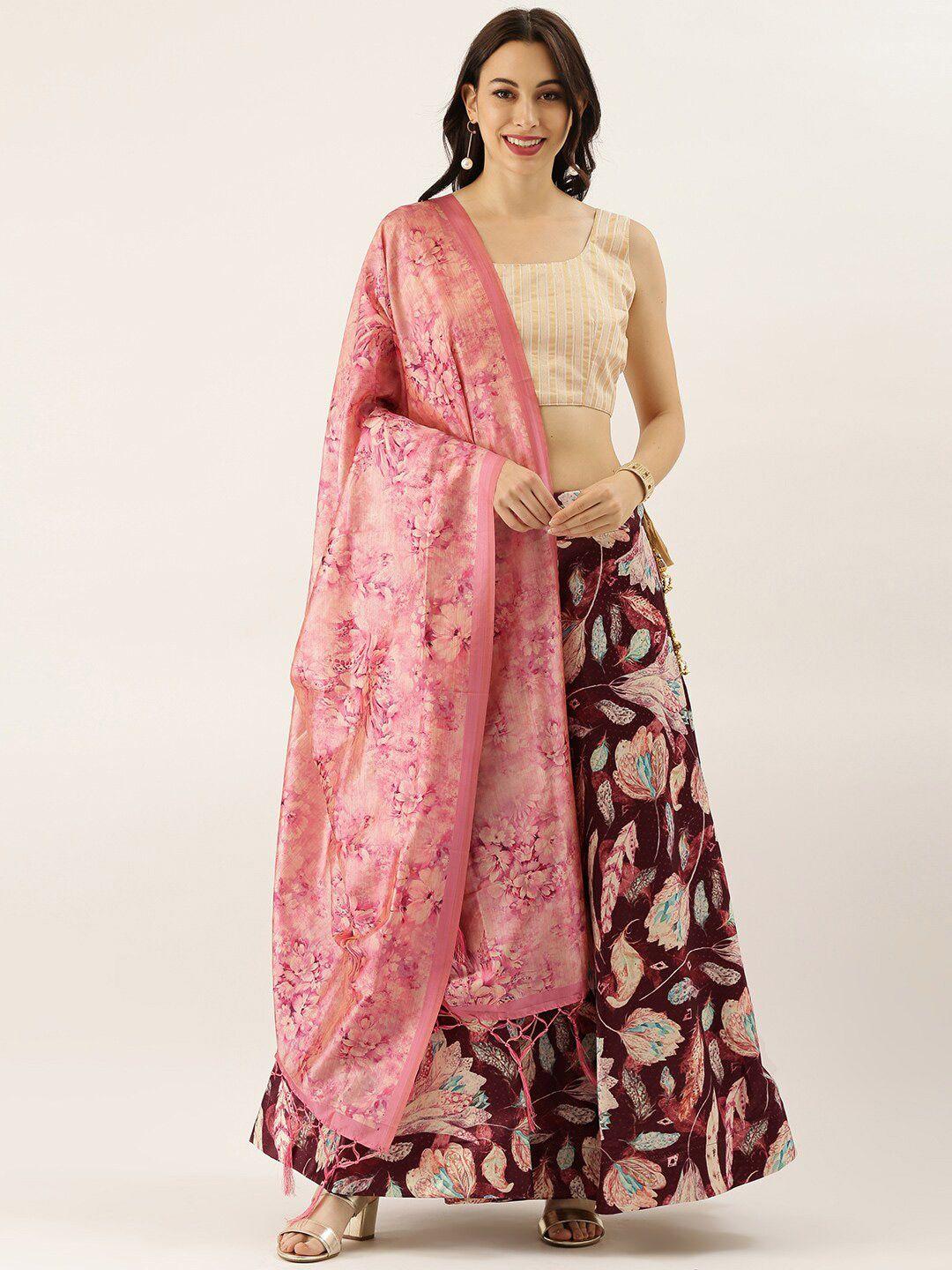 kaizen texo fab printed semi-stitched lehenga & unstitched blouse with dupatta