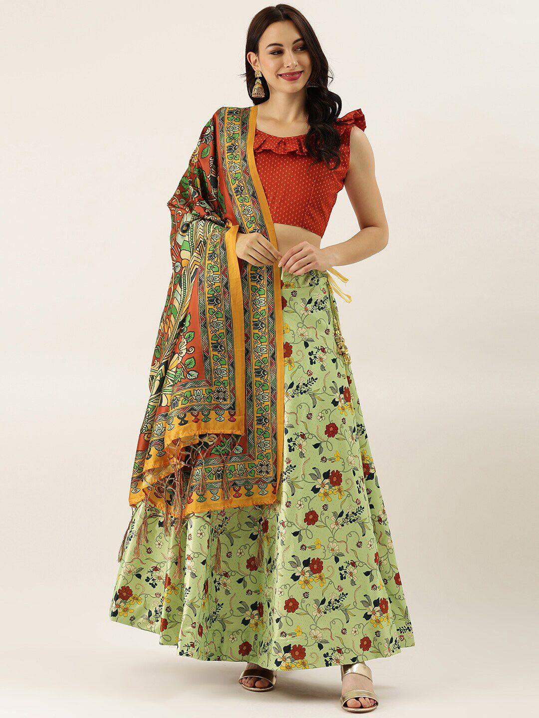 kaizen texo fab printed semi-stitched lehenga & unstitched blouse with dupatta