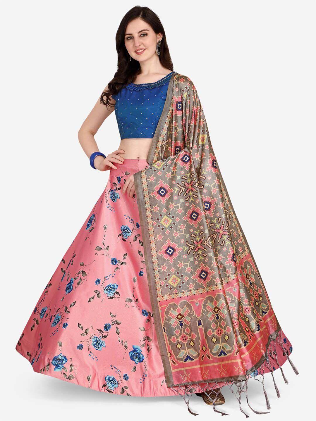 kaizen texo fab printed semi-stitched lehenga & unstitched blouse with dupatta