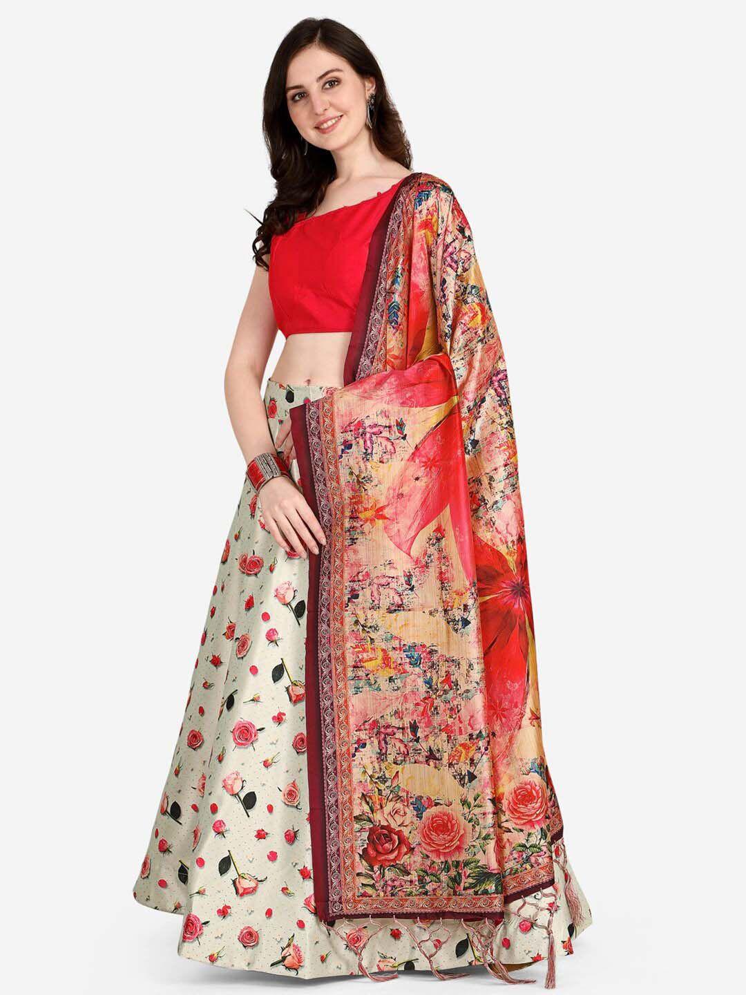 kaizen texo fab printed semi-stitched lehenga & unstitched blouse with dupatta