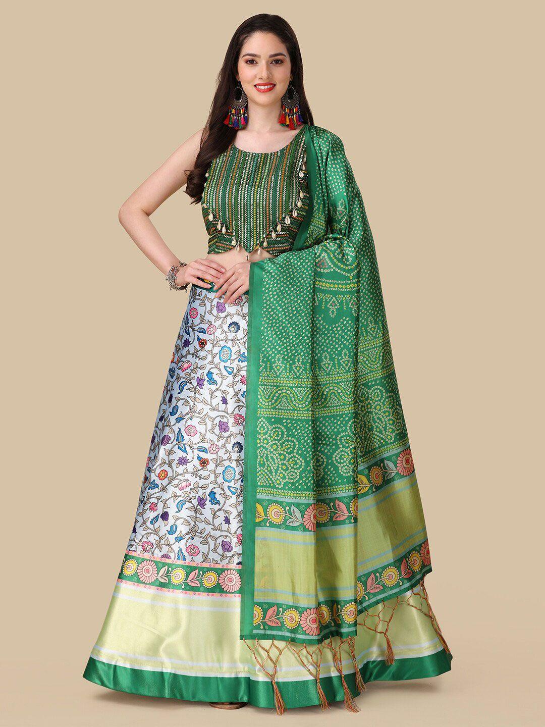 kaizen texo fab printed sequinned  semi-stitched lehenga & unstitched blouse with dupatta