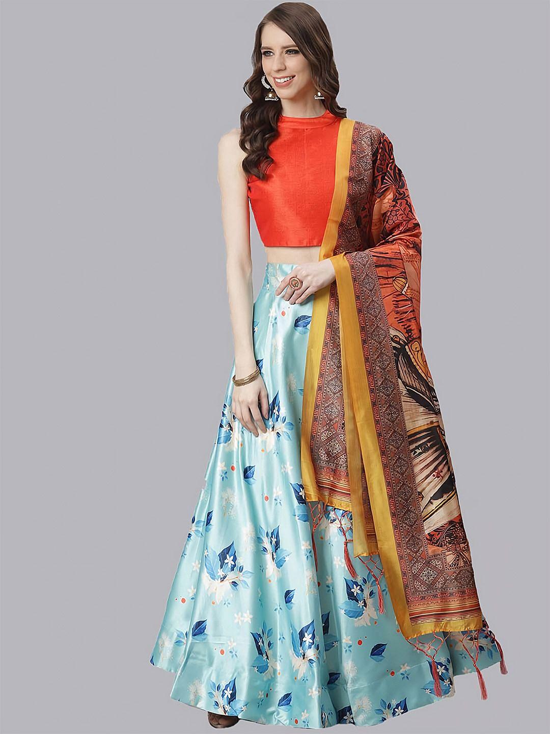 kaizen texo fab semi-stitched lehenga & unstitched blouse with dupatta