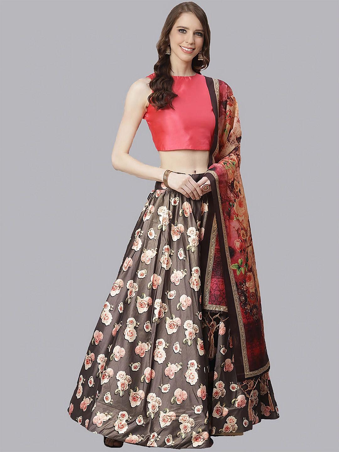 kaizen texo fab semi-stitched lehenga & unstitched blouse with dupatta